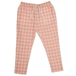 Mens Pants Joggers Pink Plaid Check Drawstring Loose Harem Casual Beach Large